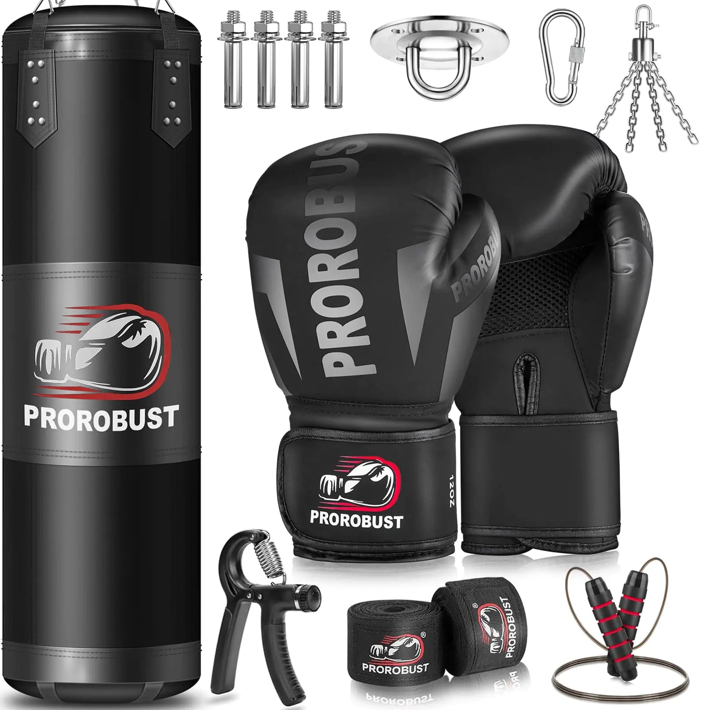 Ultimate 6-in-1 Boxing Set by ProRobust β 4FT Heavy Bag + Gloves, Wraps & Fitness Gear for Karate, Kickboxing & MMA