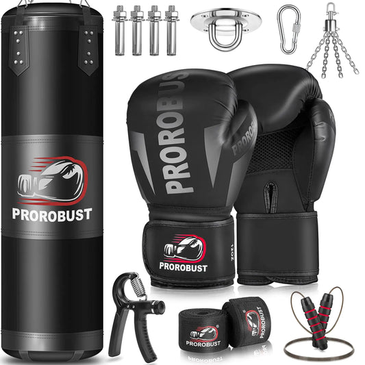 Ultimate 6-in-1 Boxing Set by ProRobust – 4FT Heavy Bag + Gloves, Wraps & Fitness Gear for Karate, Kickboxing & MMA